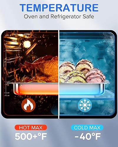 Miniatura 2 de WantJoin Sartenes de hotel con tapa de 1/1 tamaño completo de 6 pulgadas de profundidad, juego de 3 bandejas de metal de acero inoxidable,