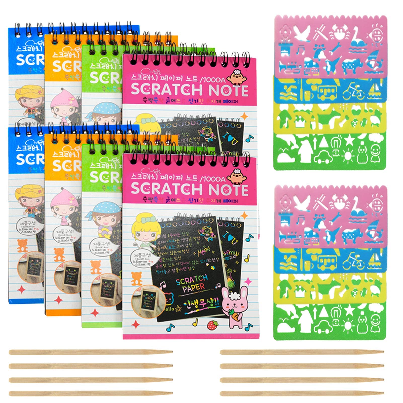 Buy 8 Pack Scratch s, Rainbow Scratch Note Combo Art Set, Magic Scratch Painting & Sketch Art