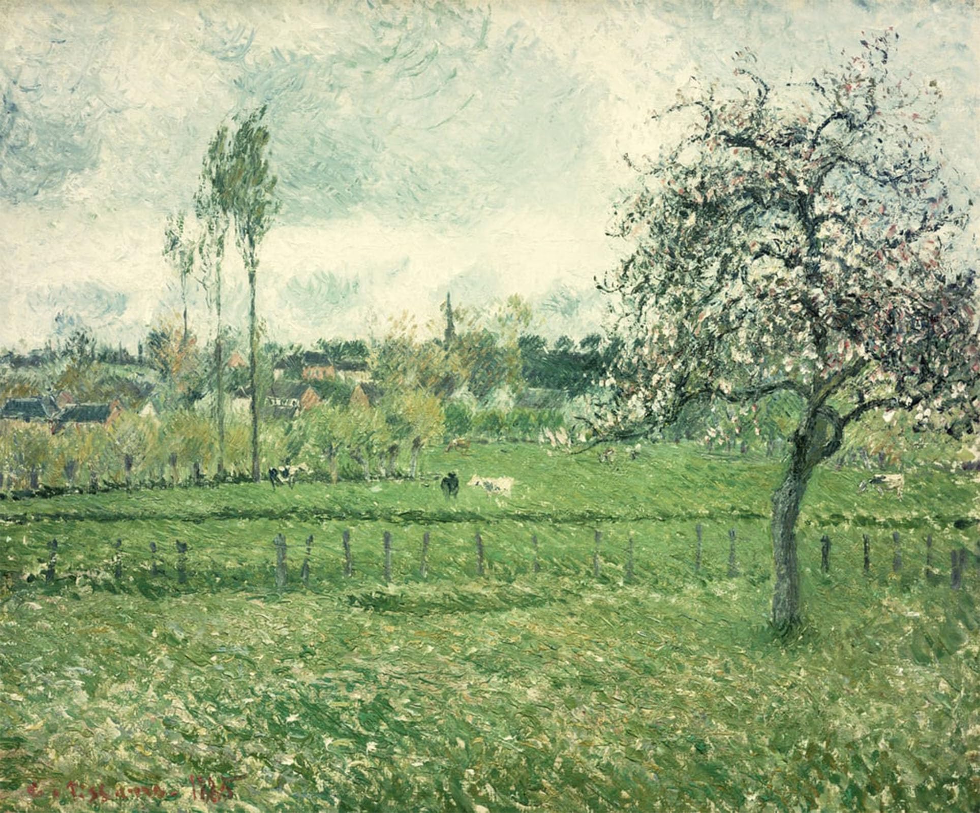 SERENDIPITP Vintage Picture Print on Canvas Wall Art Poster Meadow At Eragny by Camille Jacob Pissarro Artwork Print Poster for Wall Decor 60x90cm