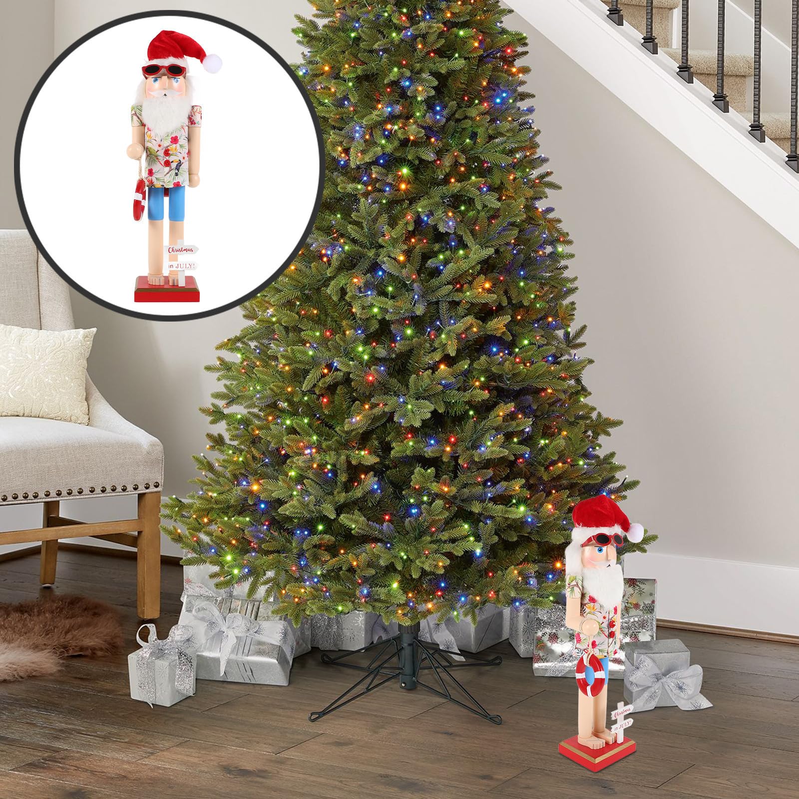 Beaupretty 2 Piezas Cascanueces de Papá Noel de Madera, Pintado a Mano,