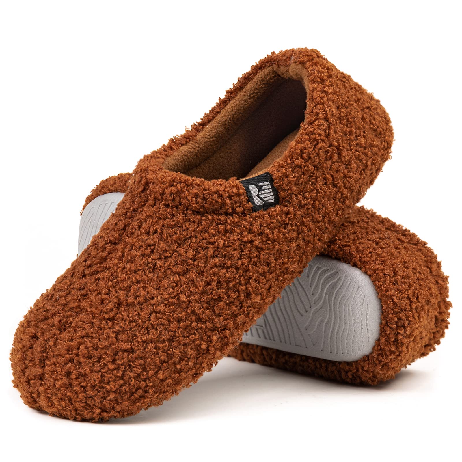 RockDove Women's Teddy Fleece Closed Back Indoor Slipper 8.5 Brown for