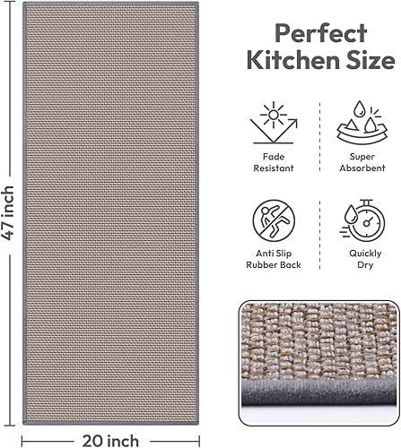 Miniatura 2 de Tapetes de cocina para piso, alfombra de cocina, antideslizante, lavable, absorbente, alfombra de camino de cocina para delante del fregadero,