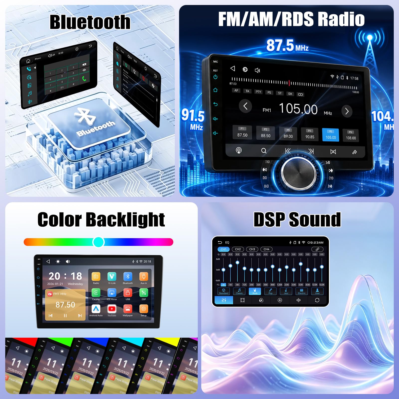 CAMECHO Autoradio CarPlay per Mercedes Benz Smart Fortwo 2011-2015