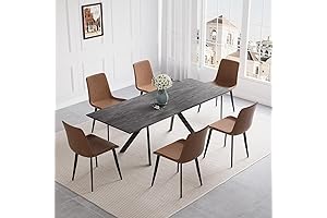 jiexi Rectangular Extendable Slate Stone Top Dining Table Set for 6-8 Person,...
