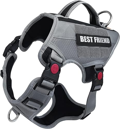 Albcorp - Chaleco arnés táctico para perro chaleco para perro de servicio sin acción tirante con gancho extraíble reflectante y parches para