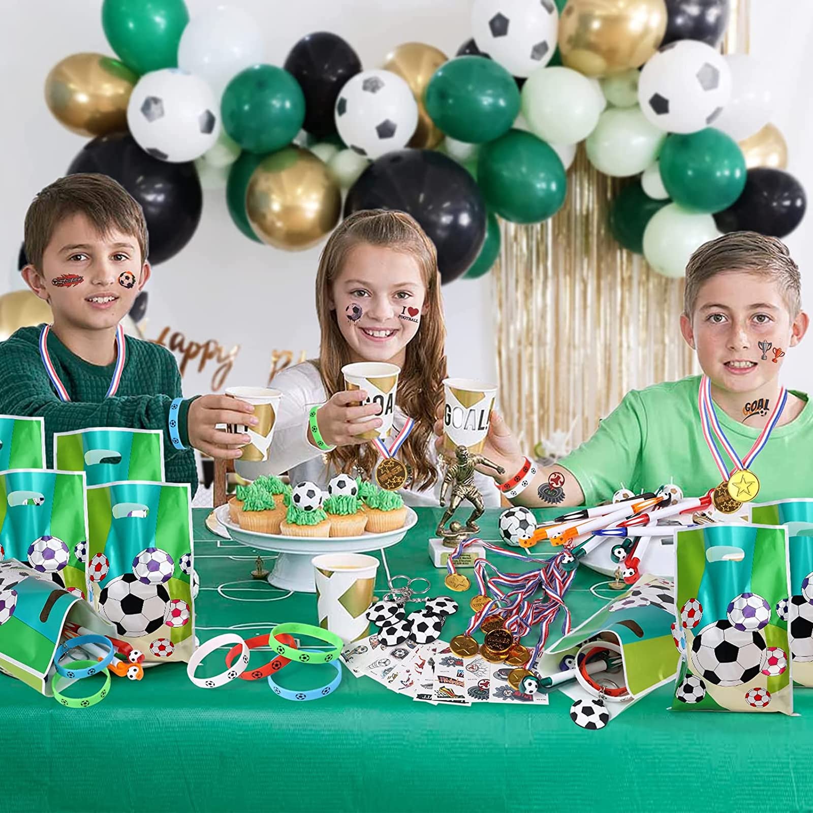5er Set Fußball-Armbänder Aus Silikon - Bunte Kinderarmbänder Für Fußballpartys