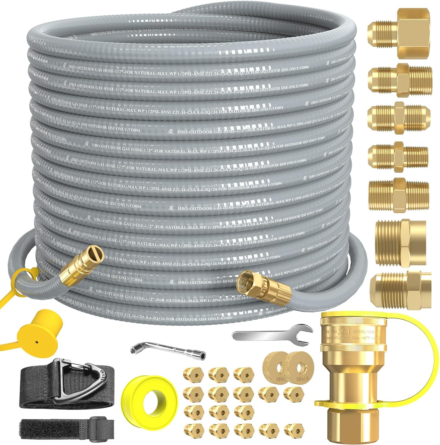 48FT 1/2" ID Natural Gas Hose with Quick Connect Fitting for BBQ, Grill, Pizza Oven, Patio Heater. for Weber, Char-Broil, Pizza Oven, Patio Heater,NG Grill and Natural Gas Conversion Kit