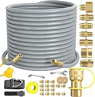 Vista 9 de Manguera de gas natural de 12 pies con diámetro interior de 1/2 pulgada con accesorio de conexión rápida para barbacoa, parrilla, horno de pizza