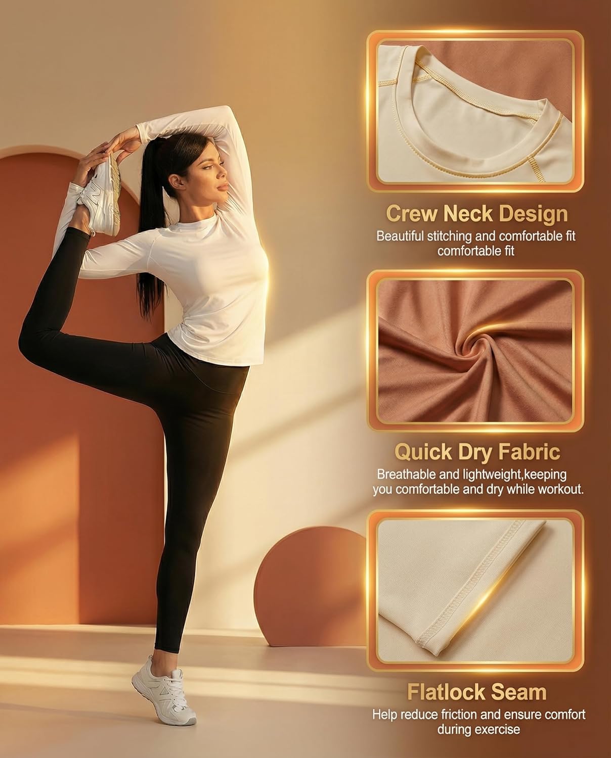 TELALEO 4 Pack Women's Long Sleeve Compression Shirt - High Performance Workout Baselayer for Athletic Sports - Image 3