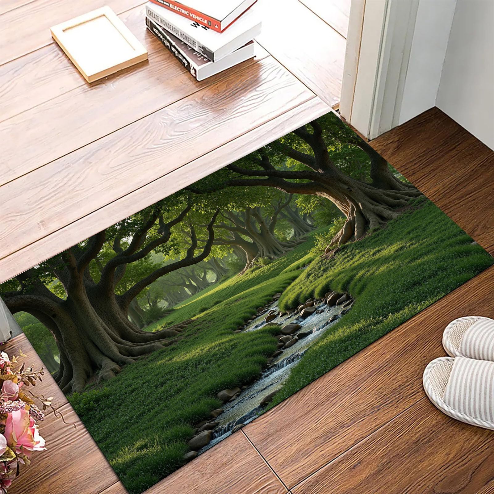 Paillasson ruisseau de forêt de banians lavable pour résoudre les sols sales