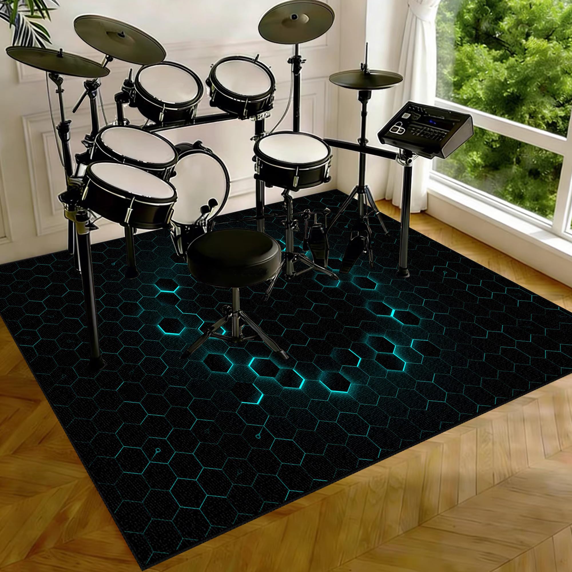 Dywan perkusyjny, antypoślizgowy, dźwiękoszczelny, mata do użytku wewnątrz i na zewnątrz, elektroniczny zestaw perkusyjny jazzowy, do bębna basowego, werbla, izolacja akustyczna, mata wygłuszająca