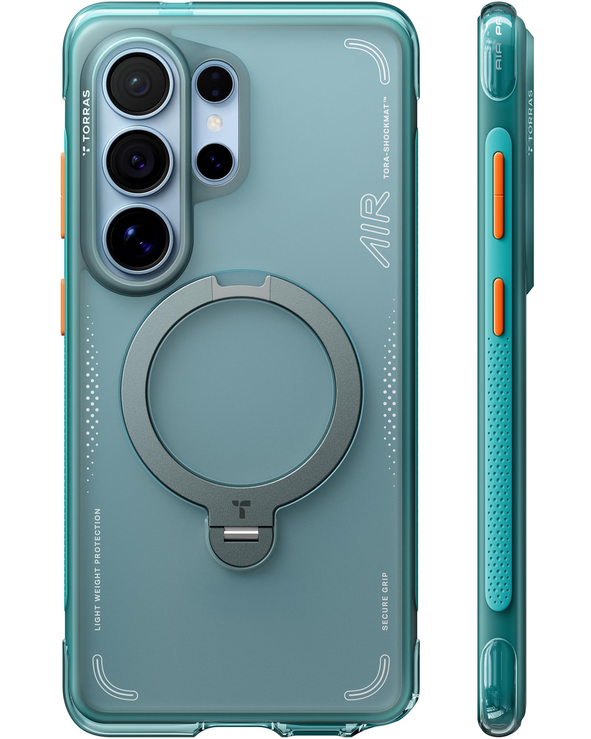 TORRAS Ostand Q3 Air Original for S26 Ultra Case, 360° Magnetic Stand, MagSafe Compatible, Airbag Mil-Grade Drop Tested, Shockproof Galaxy S26 Ultra Back Cover, Glacier Sprint