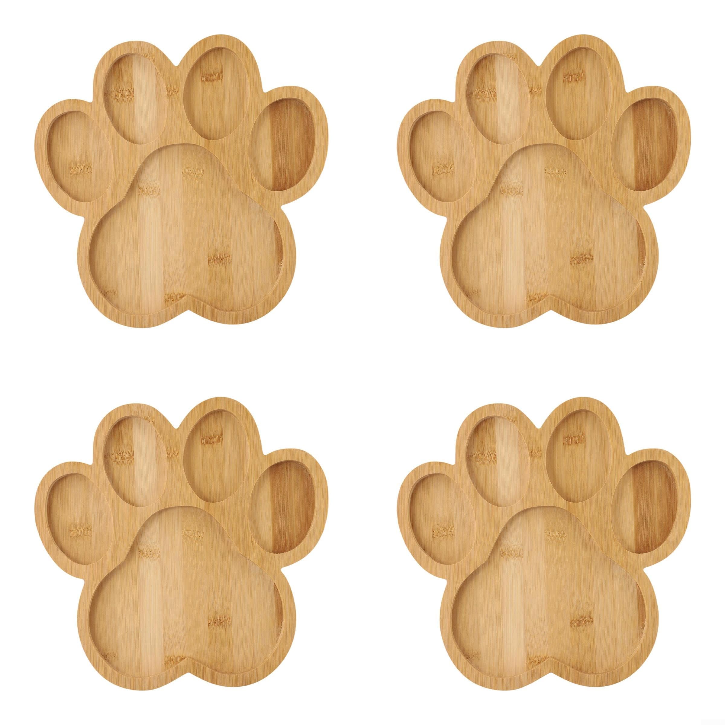 QOXEZY Vassoio da portata in legno naturale a forma di zampa di cane, con 5 scomparti, per organizzare snack, formaggio, frutta, dessert (4)