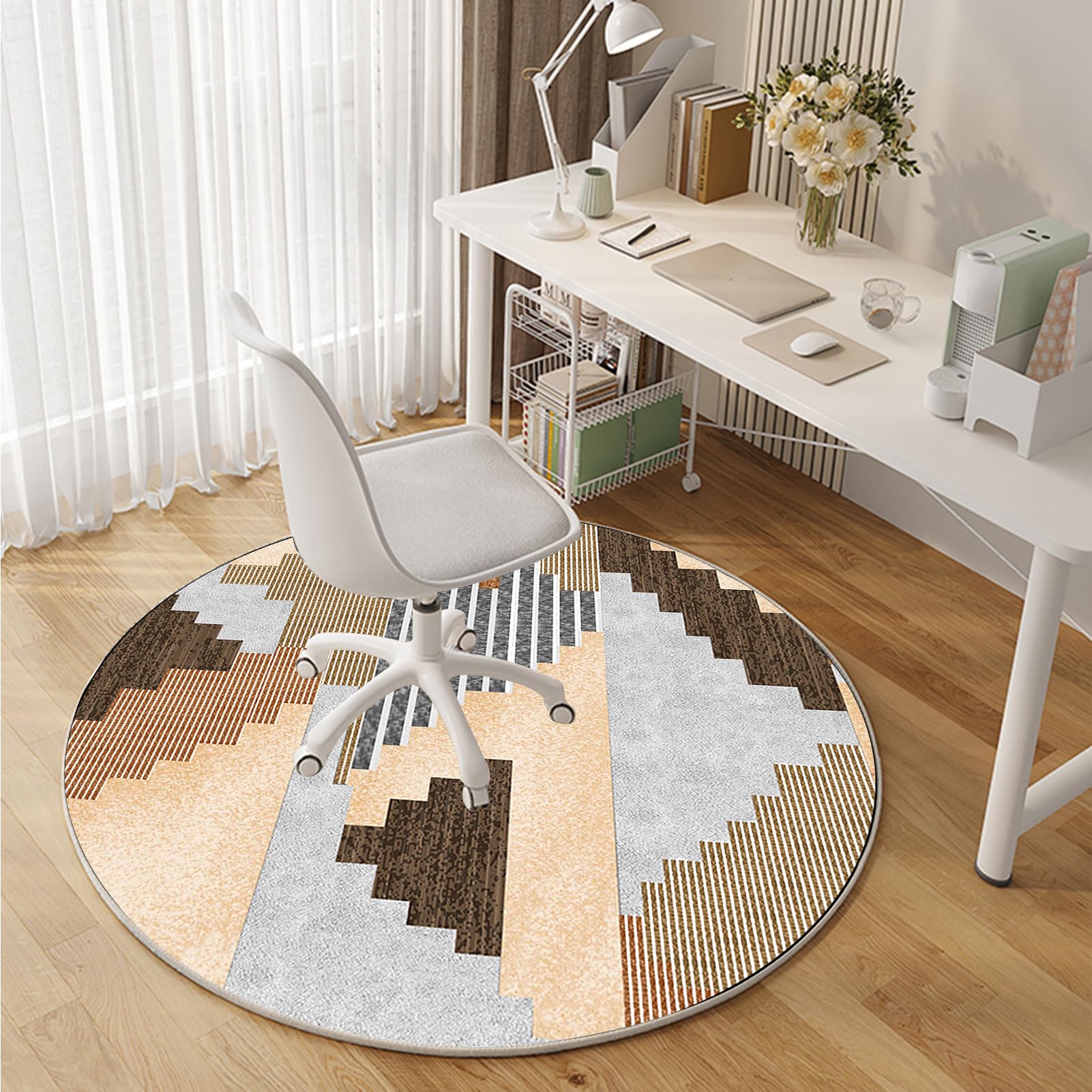 130 cm Redondo Alfombra Silla Gaming, Alfombra Multiusos para el Hogar, Protector Suelo Silla Ruedas, Alfombra de Protección de Suelo, Alfombra de Suelo para Suelos Duros, Laminado