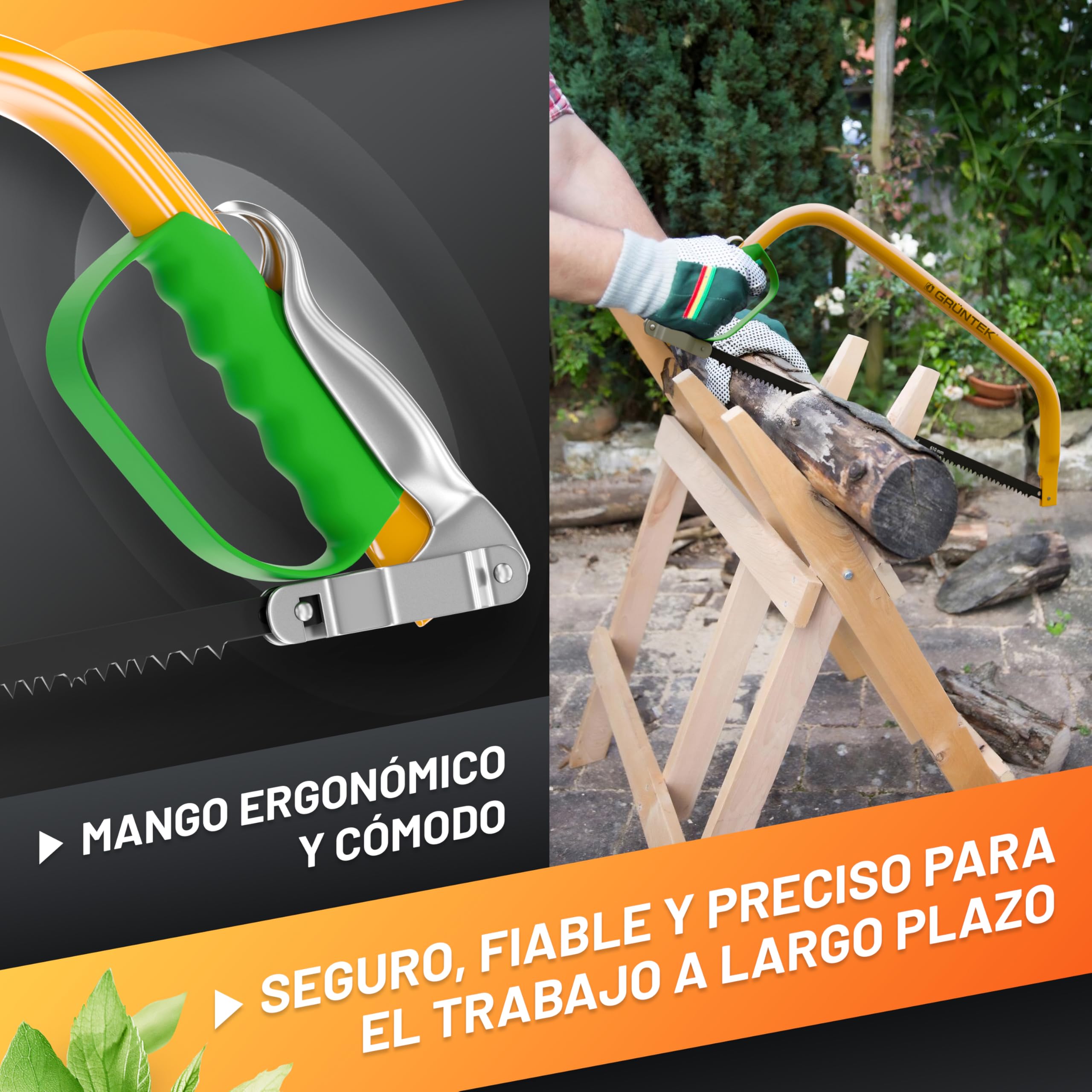 GRÜNTEK Sierra de Arco MARLIN 610 mm Sierra profesional para madera