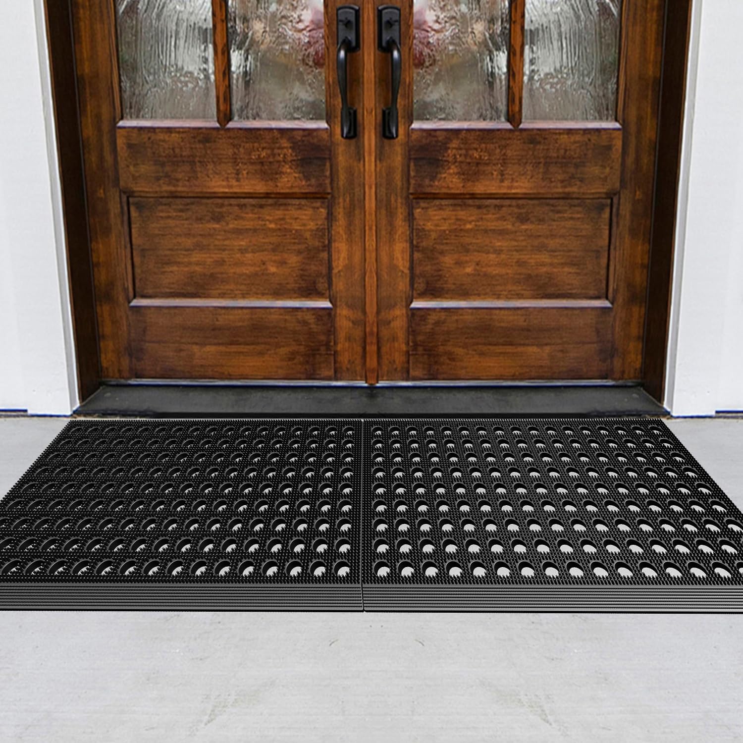 Mibao Front Door Mat Outside Entrance, Heavy Duty Welcome Rubber Doormat Waterproof, All Weather Dirt Trapper Non-Slip Drainage Doormat, Entry Mat for Garage Home Pool Commercial, 17" x 29.5", Black - Image 7