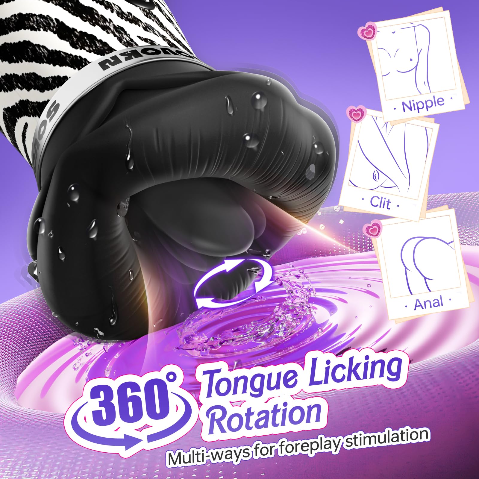 Vibrator Adult Sex Toys for Women - Sovokn 5IN1 Mouth Sucking Vibrator Rose Sex Toy, 10 Tongue Licking, 3 Auto & 1 Manual Sucking Adult Toys New APP, Anal Clit Nipple Vibrators Female Couples Sex Toys: Zebra Print