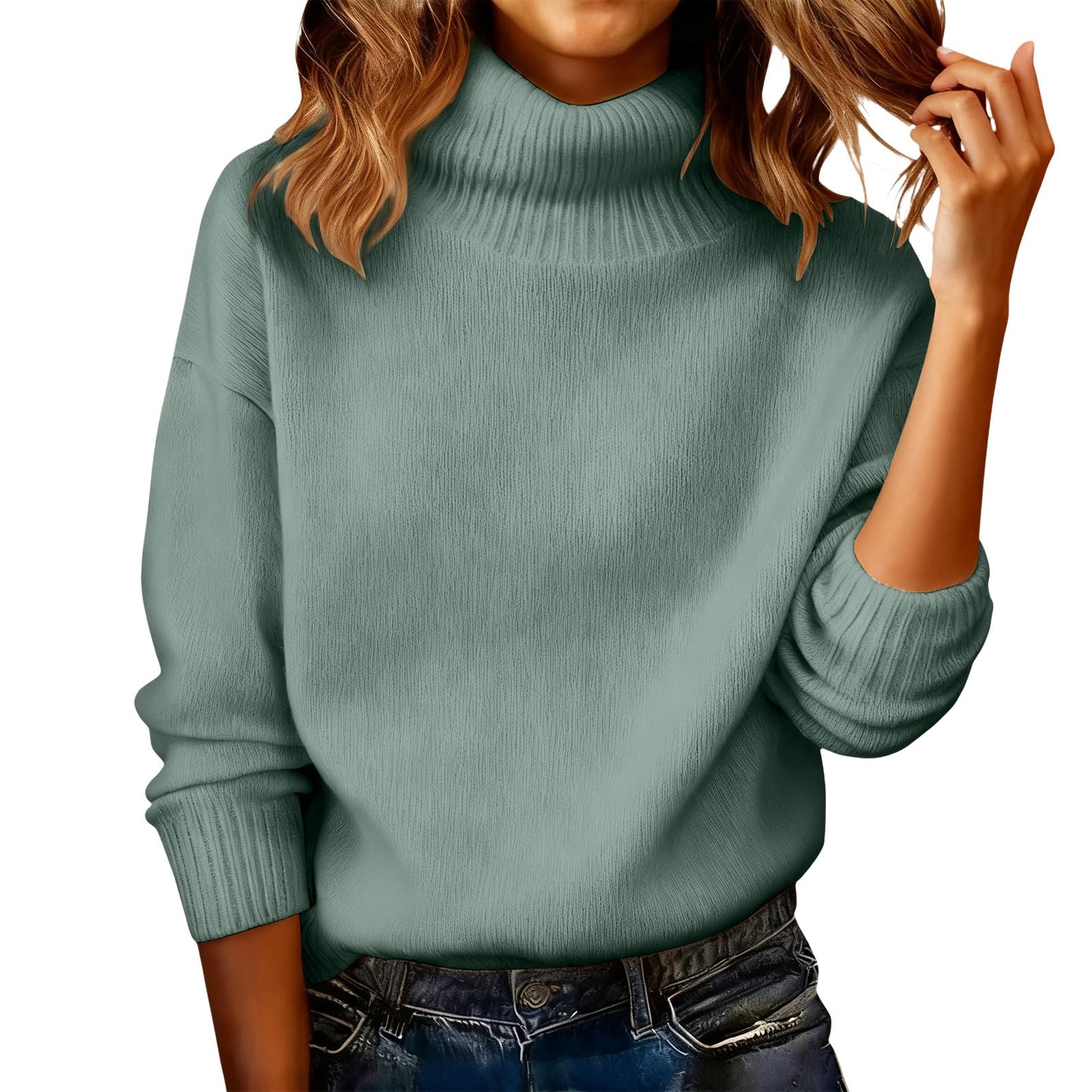 Cashmere Sweaters for Women Cozy Turtleneck Mock Tops Fall Winter Plus Size Soft Casual Warm Pullover Sweater 2025