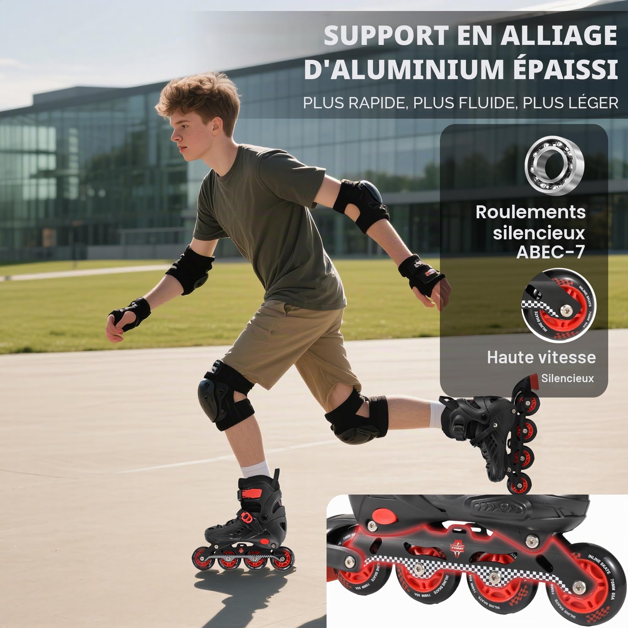 Patins à roulettes Rollers en Ligne réglables pour garçons et Filles, Patins à roulettes pour Enfants pour Jouer à l'extérieur