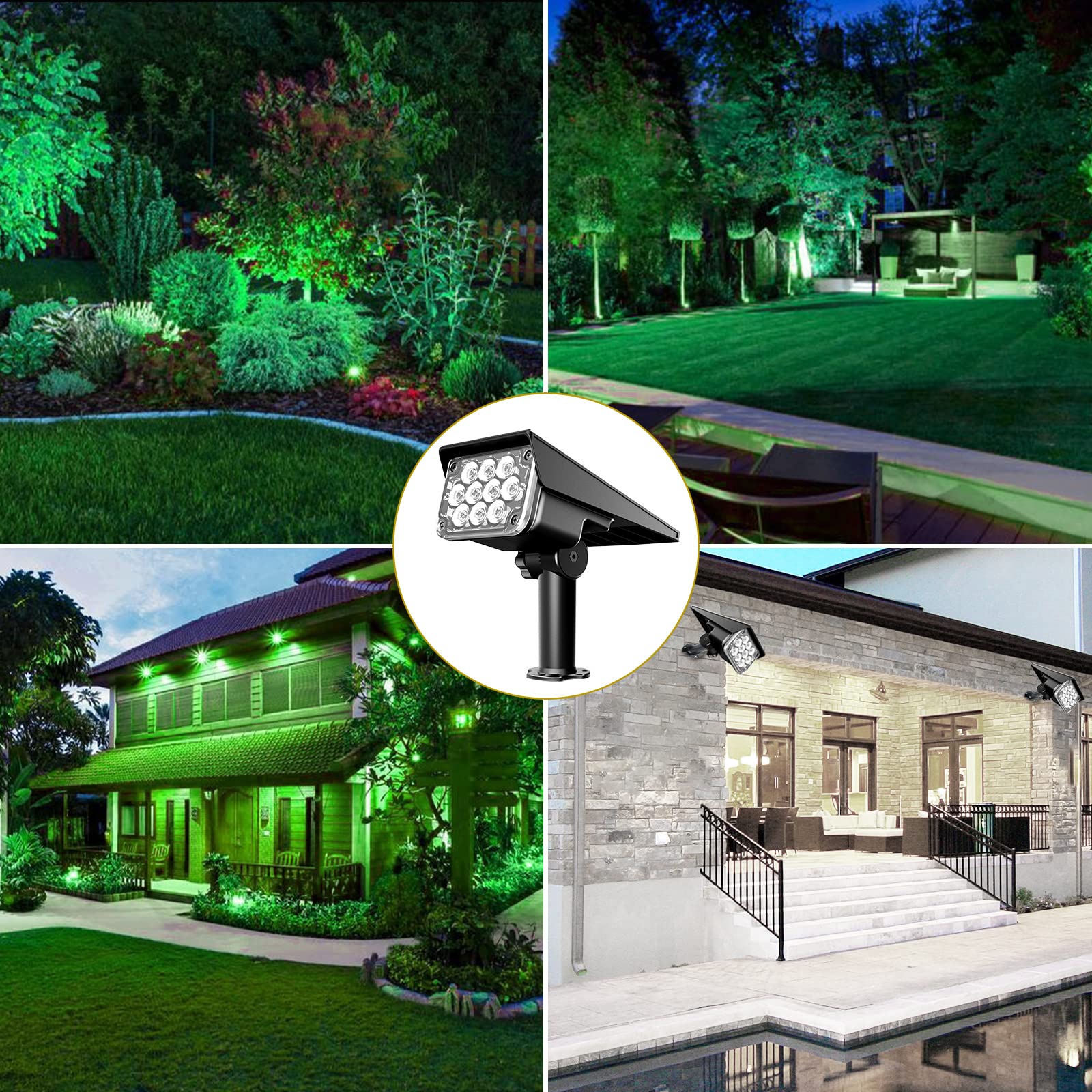 Solar Spot Lights Outdoor, Green Solar Spotlights Landscape Lights with IP65 Waterproof 20 LEDs Solar Landscape Spotlights for Garden Path Yard Holiday Decoration 4 Pack