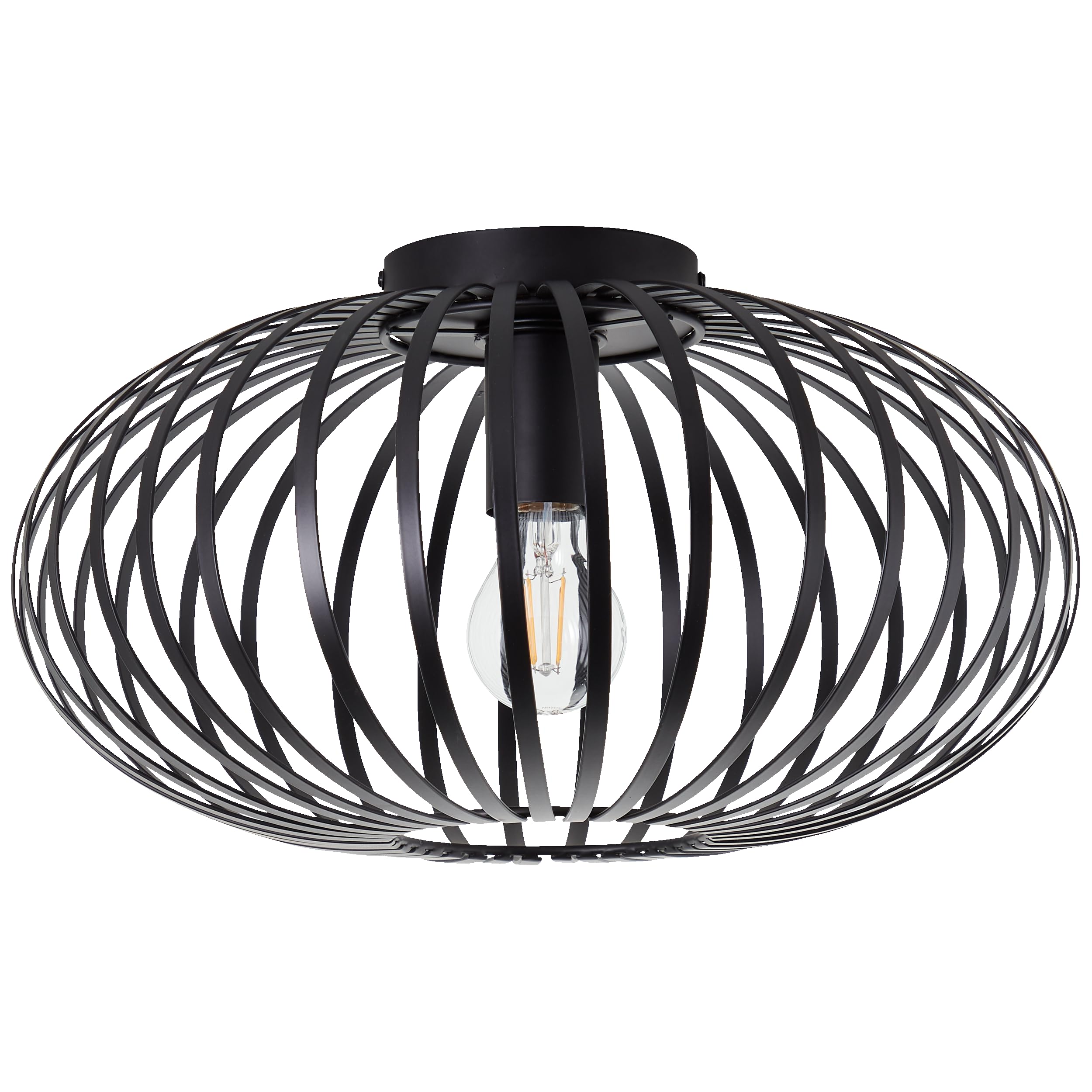 Lightbox Retro Deckenlampe mit besonderem Lichteffekt durch Gitter Lampen-Schirm | Ø 40 cm | Deko Deckenleuchte | E27 Fassung | für Wohn- und Schlafzimmer | Metall in Schwarz