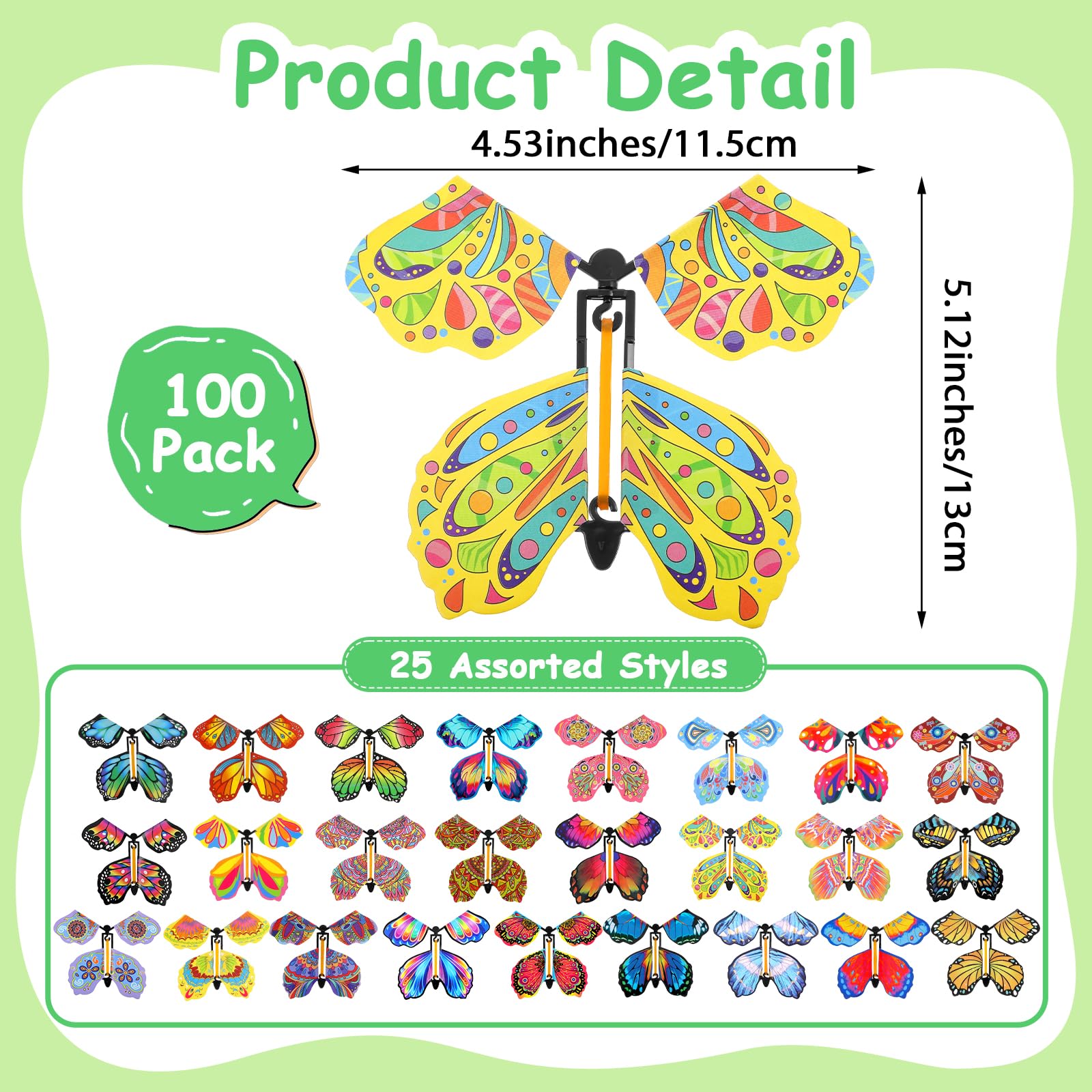 Kifmurase 100 Pcs Magic Flying Butterfly Toys, Wind Up Butterfly Cards Toy Fairy Flying Butterflies Cards for Centerpieces Suprise Explosion Box Gifts Birthday Wedding Party Decoration Anniversary