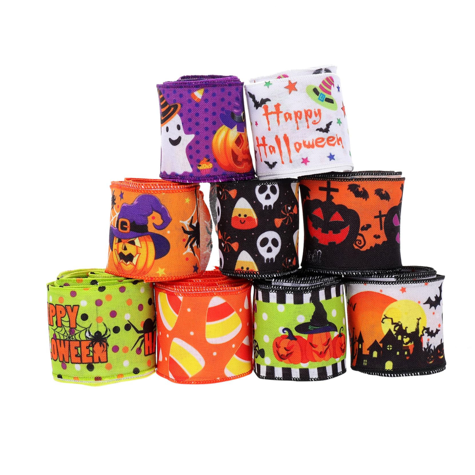 KOMBIUDA 9rollen Dekorative Halloween- Und Verpackungsbänder Vielseitige Satinbänder Im Mixed Style Für Kreative -projekte Und Party-dekorationen