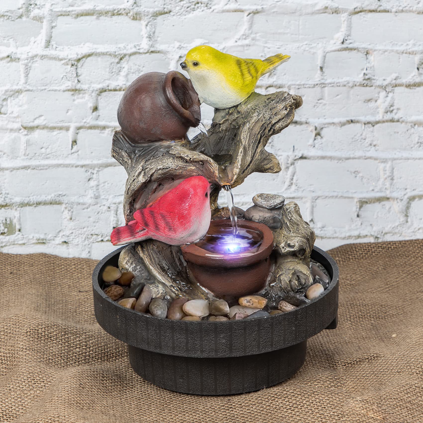 Ferrisland Tabletop Fountain Birds Waterfall Desktop Electric Water