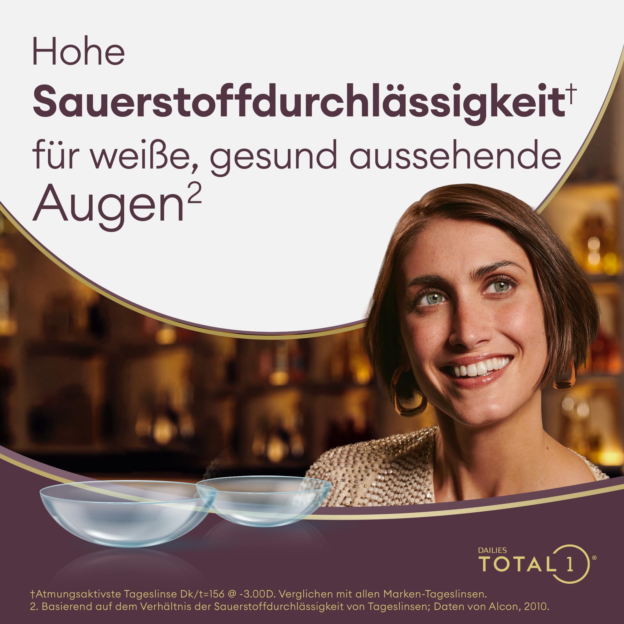 Dailies Total 1 Tagelinsen | weich | 90 Stk | +03.00 dpt | Weiche Tageslinsen, die sich anfühlen wie ein Hauch von Nichts. Mit BC 8.5 mm und DIA 14.1 mm
