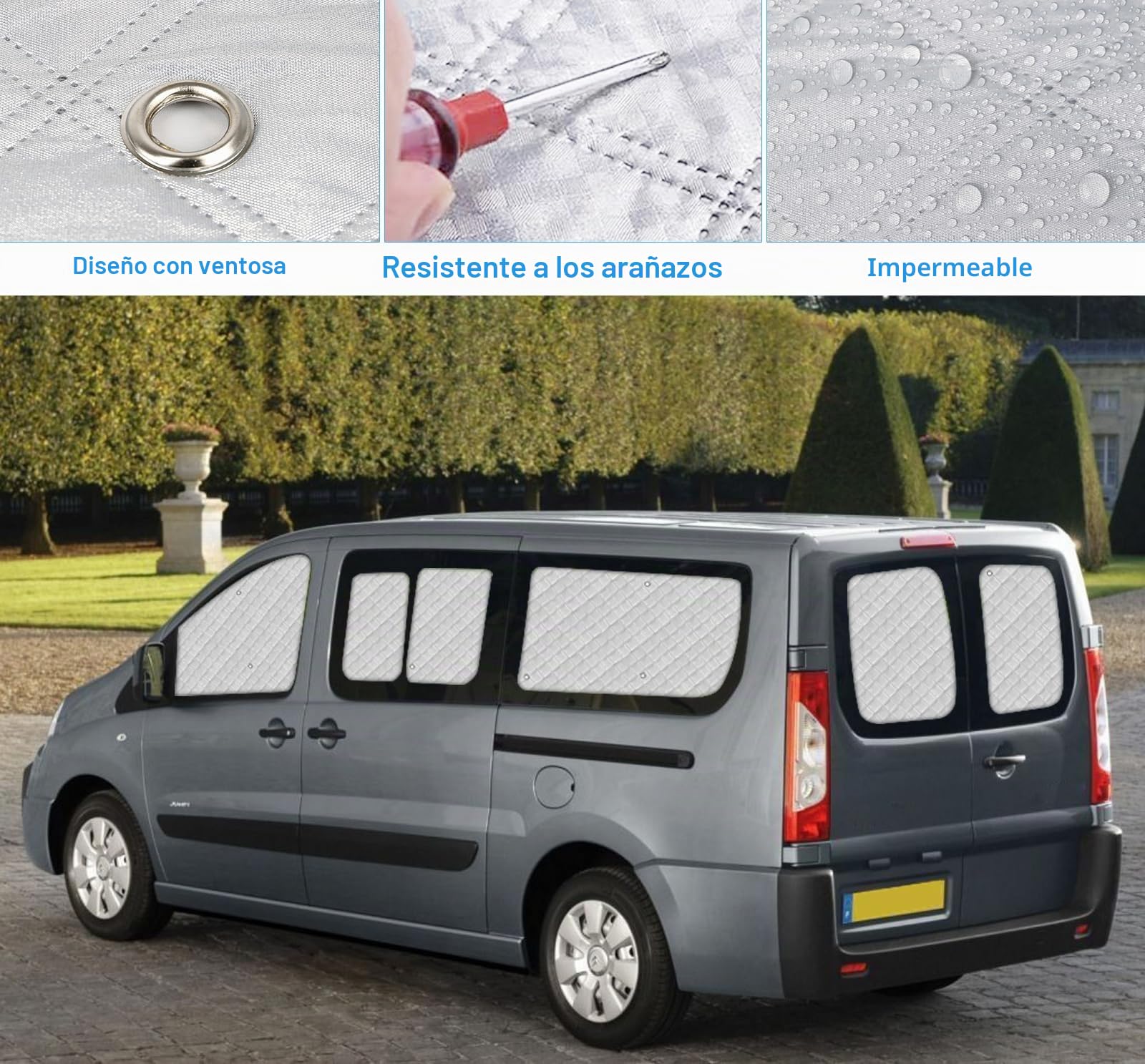 Protector de Parabrisas Compatible con Citroen Jumpy Fiat Scudo Peugeot Expert (LWB) 2007-2016 - Cubierta de Parabrisas de Coche, Parasol Coche Termico, Cubierta de Parasol Interna para Automóvil