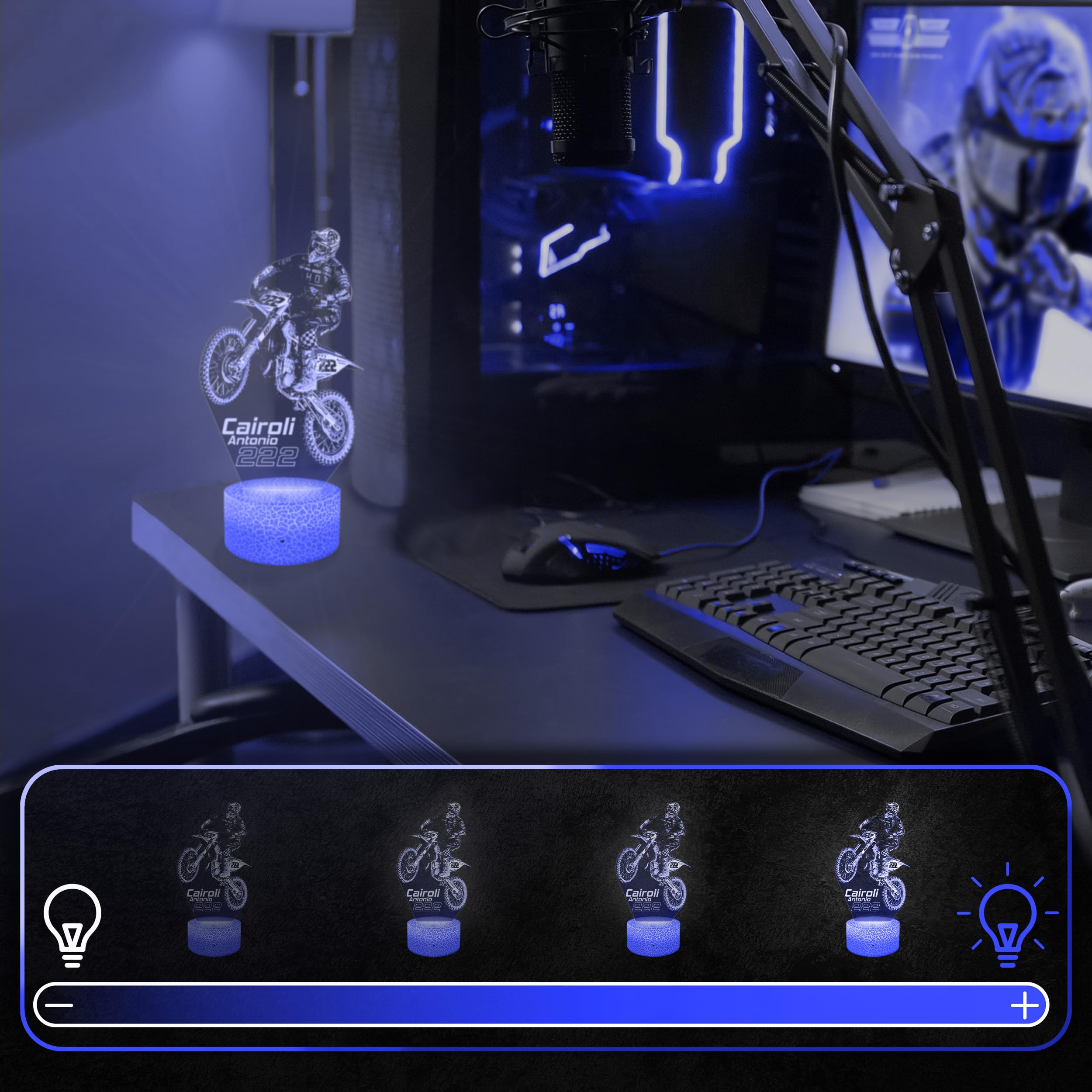 Lampada LED 3D Mountain Bike | 16 Colori, Touch E Telecomando | Luci Decorativa Per Camera - Foto 3