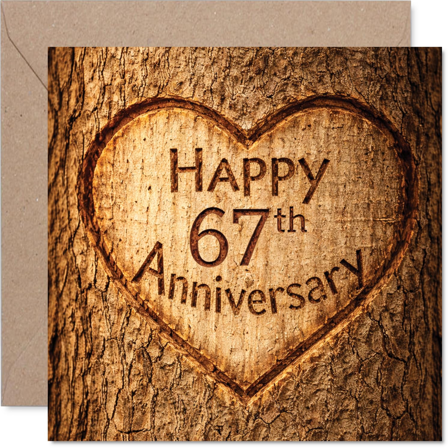 Heartfelt 67th Anniversary Card, Carved Heart Charm