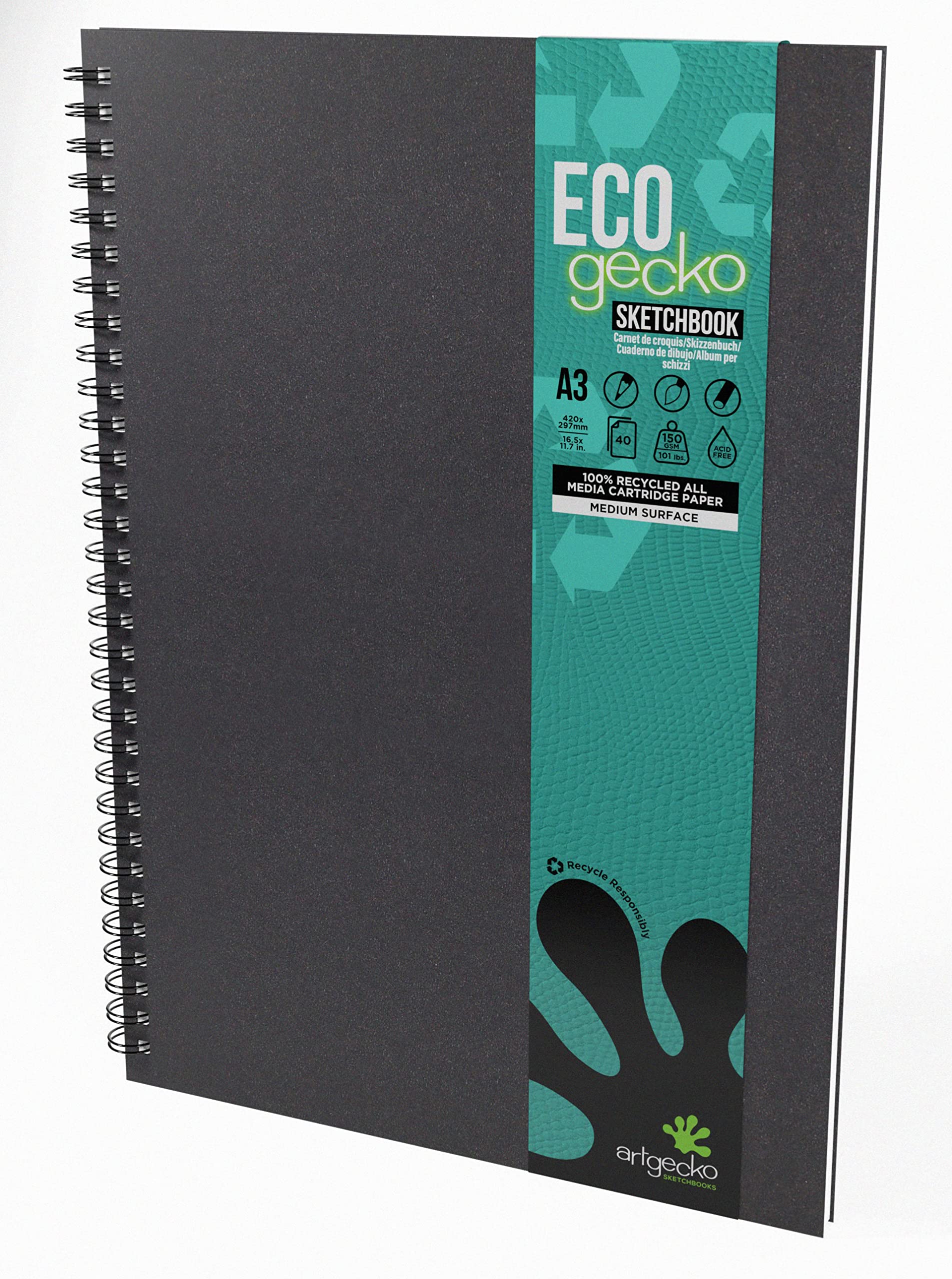 Artgecko Eco Szkicownik A3 Portret - 80 stron (40 arkuszy) 150 g/m2 biały wkład z recyklingu