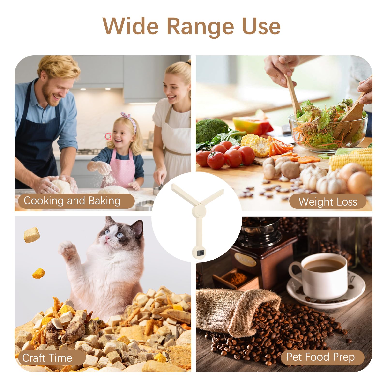 Báscula portátil para alimentos, mini báscula digital plegable de bolsillo, herramienta de pesaje compacta para control de dieta, viajes y horneado diario