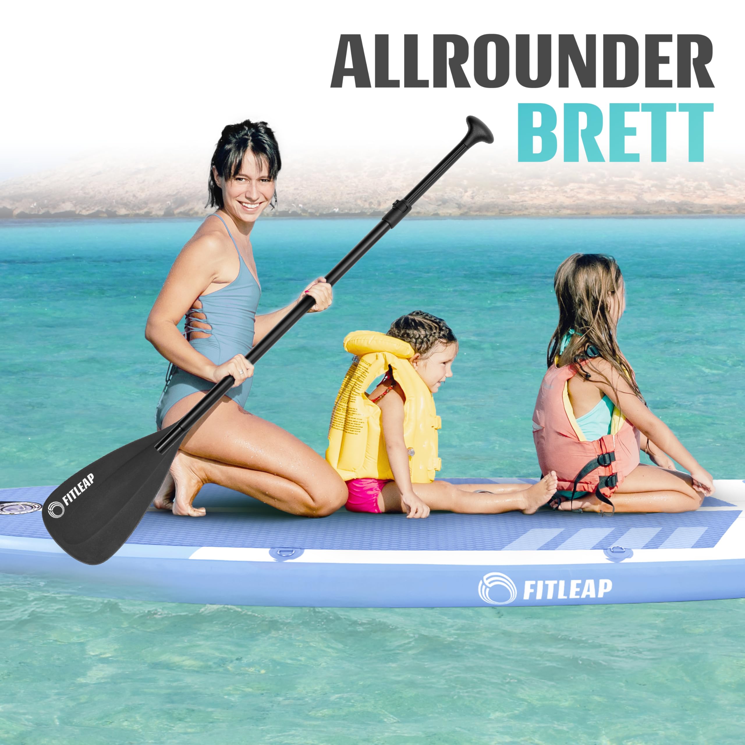 Fitleap Premium Stand Up Paddle Board aufblasbar - SUP Board Set mit Hochdruckpumpe, verstellbarem Paddel und Rucksack - Ideal für Anfänger und Profis - Perfekt für Yoga, Surfen und Wassersport