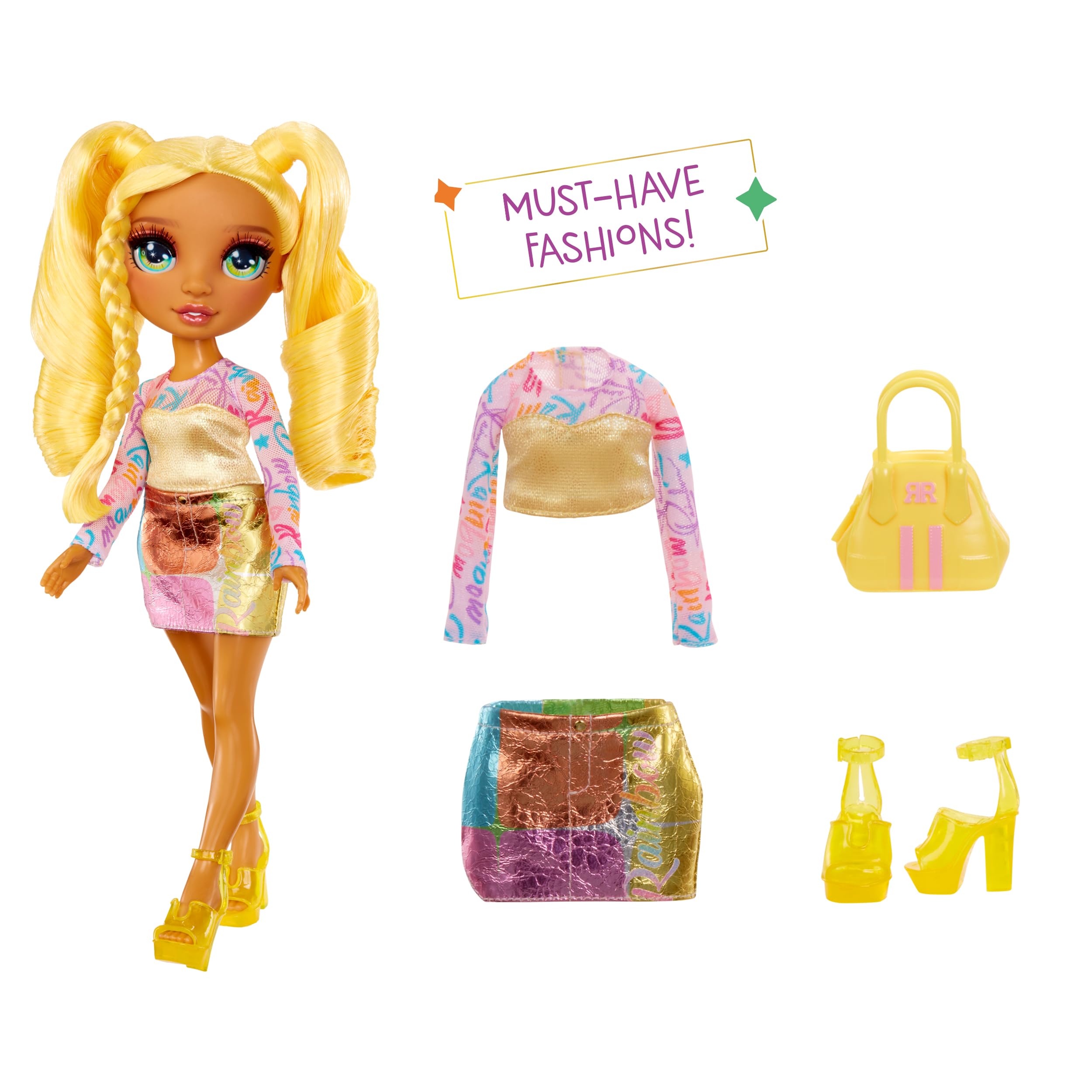 Rainbow High My Fashion Style Doll, Sunny, 28cm Yellow Fashion Doll with Statement Outfit and Stylish Handbag, Play, Posable - Image 2