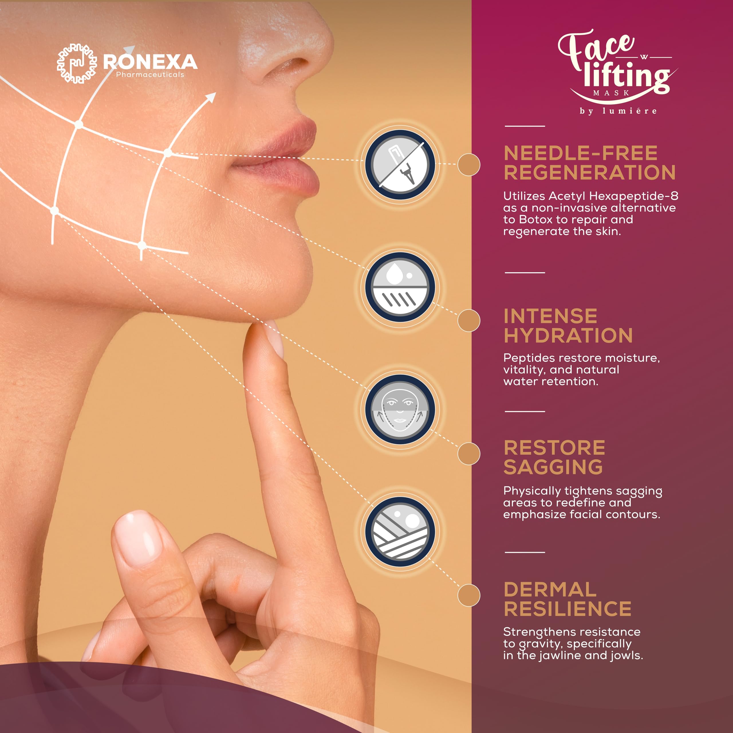 One More Face Lifting Mask - Firming & Toning Facial Sheet Mask for a Visibly Lifted Tightened Look, Hydrating Skincare Treatment for Firmer Smoother Radiant-Looking Skin, Self-Care Pamper Session