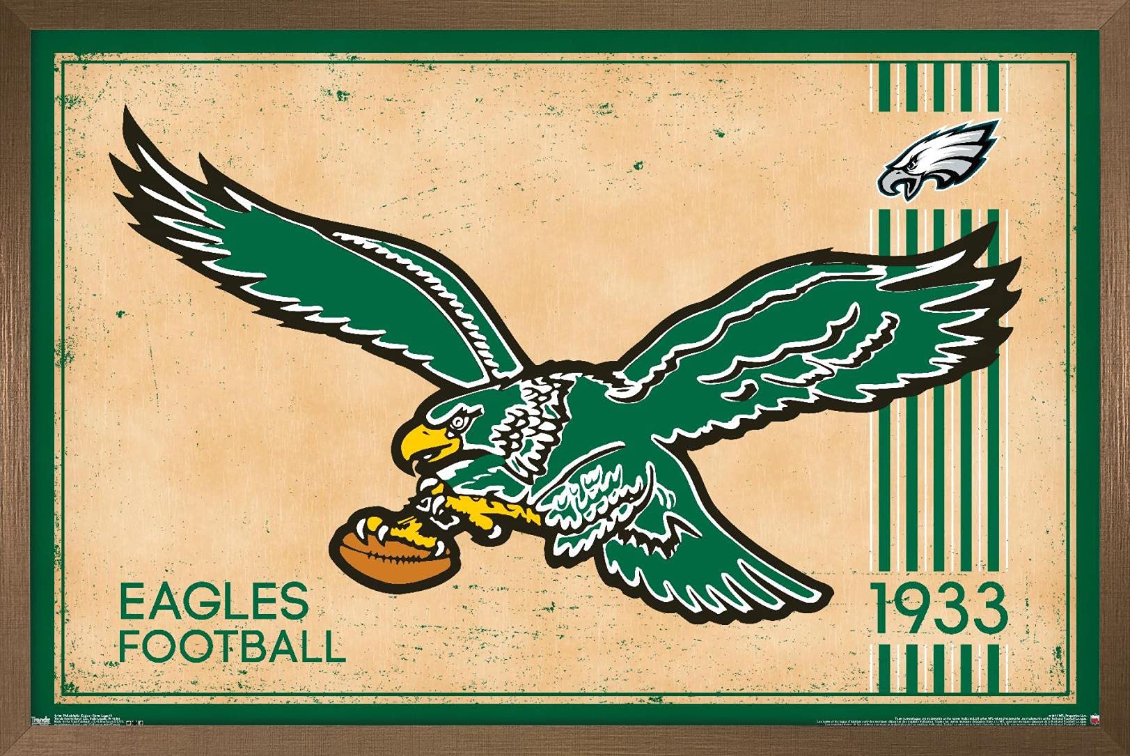 Trends International NFL Philadelphia Eagles - Retro Logo 14 Wall Poster, 14.725" x 22.375", Bronze Framed Version