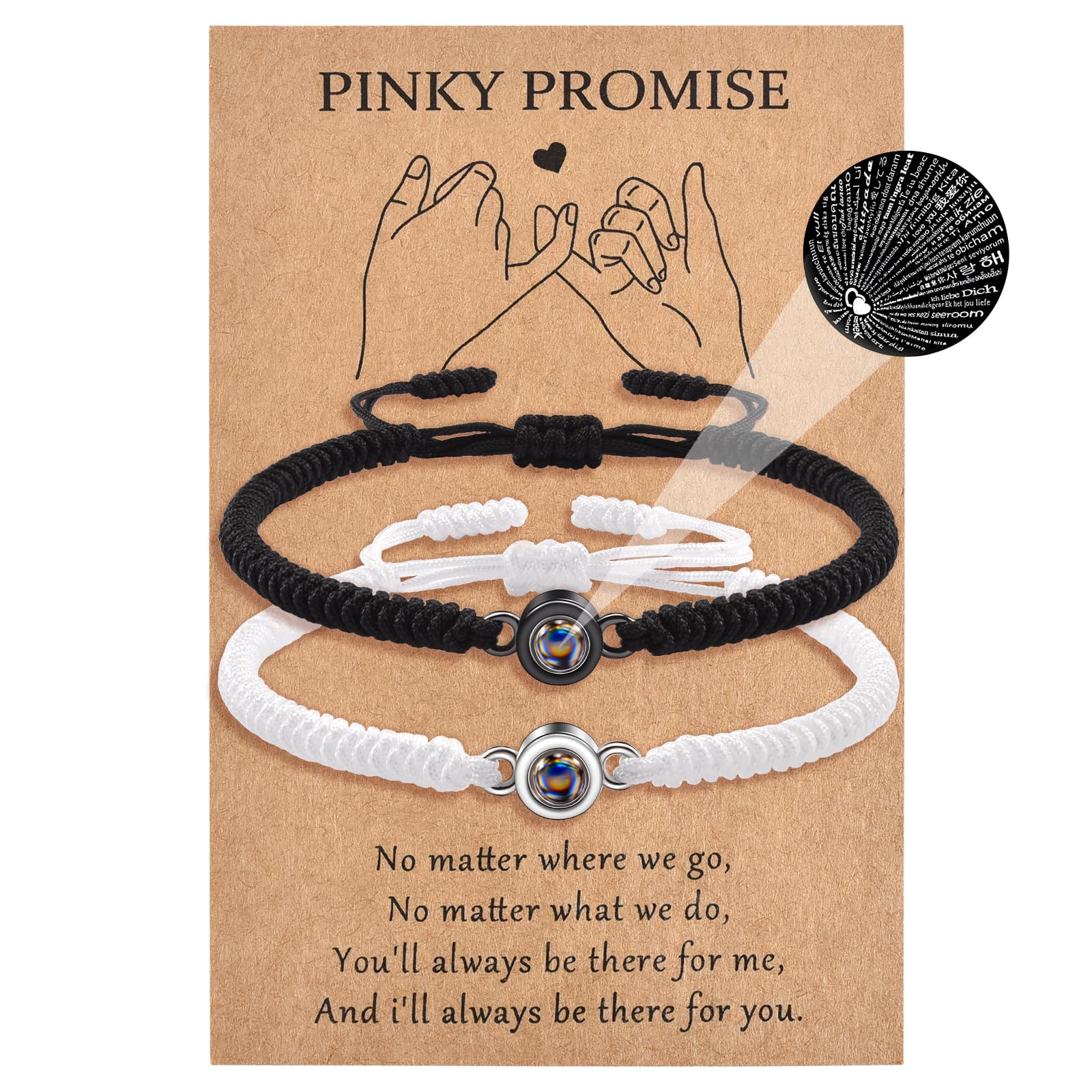 MANVEN Projection Bracelet for Couples 'Te Quiero' in 100 Languages – Gift for Anniversary, Boyfriend, Girlfriend, Birthday, Valentine's Day