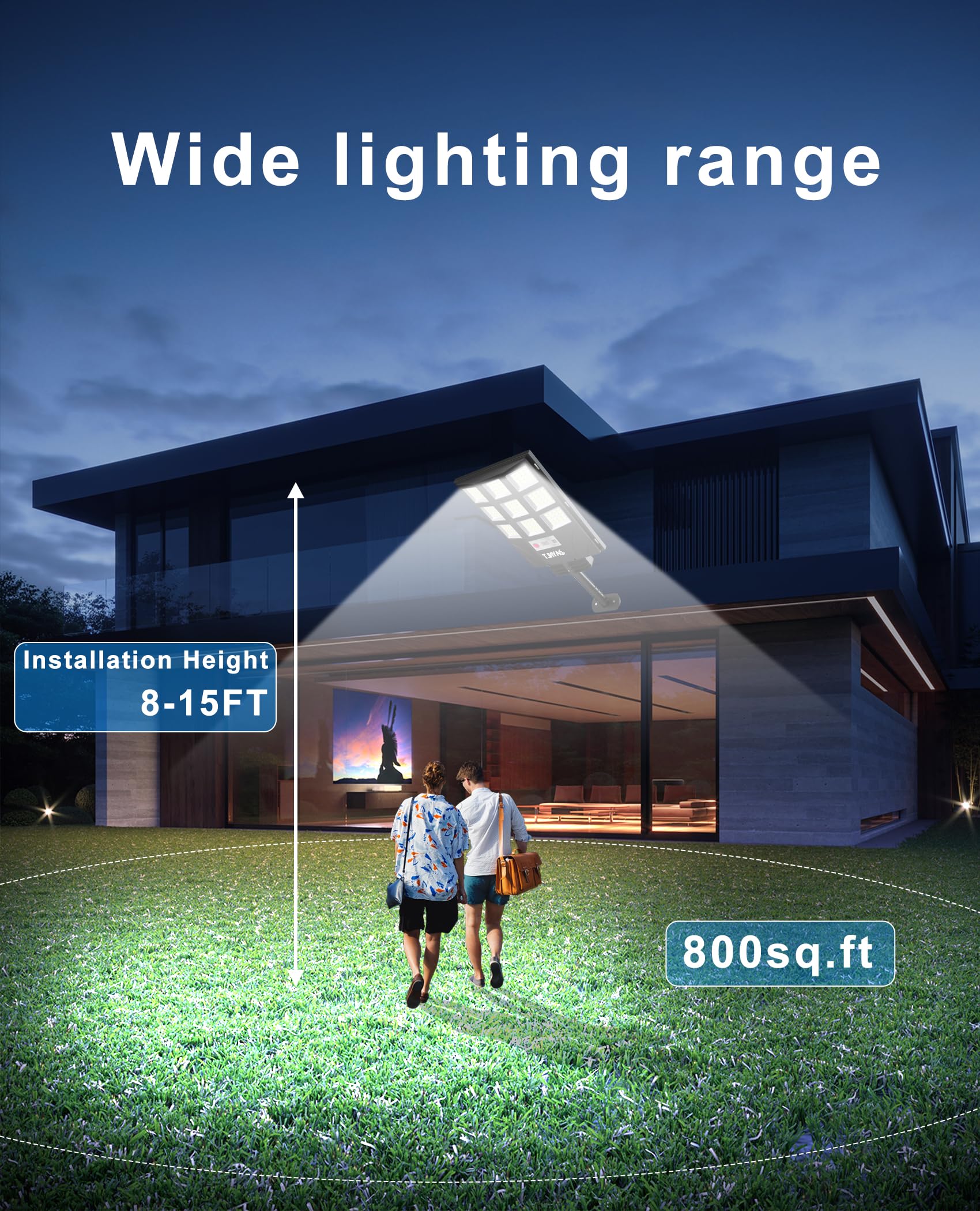 JAYNLT Solar Lights Outdoor – 4-Pack, 5 Modes, 7000K Motion Sensor Floodlight With Remote & Dusk-to-Dawn