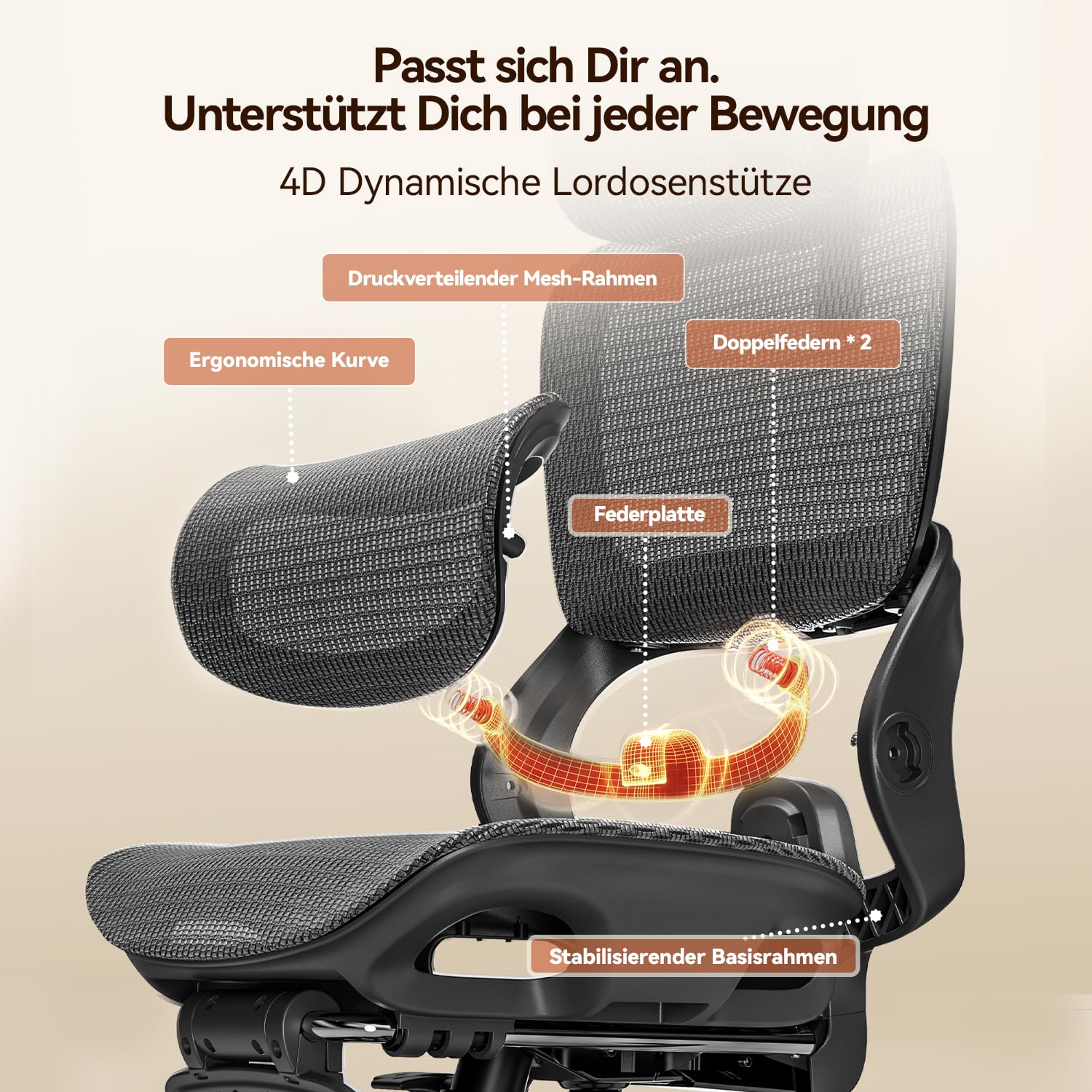 SIHOO Bürostuhl Ergonomisch, Schreibtischstuhl mit 4D Dynamischer Lordosenstütze, Breiter Kopfstütze & Klappbaren Armlehnen, Neigung 90-135°, Schwarz