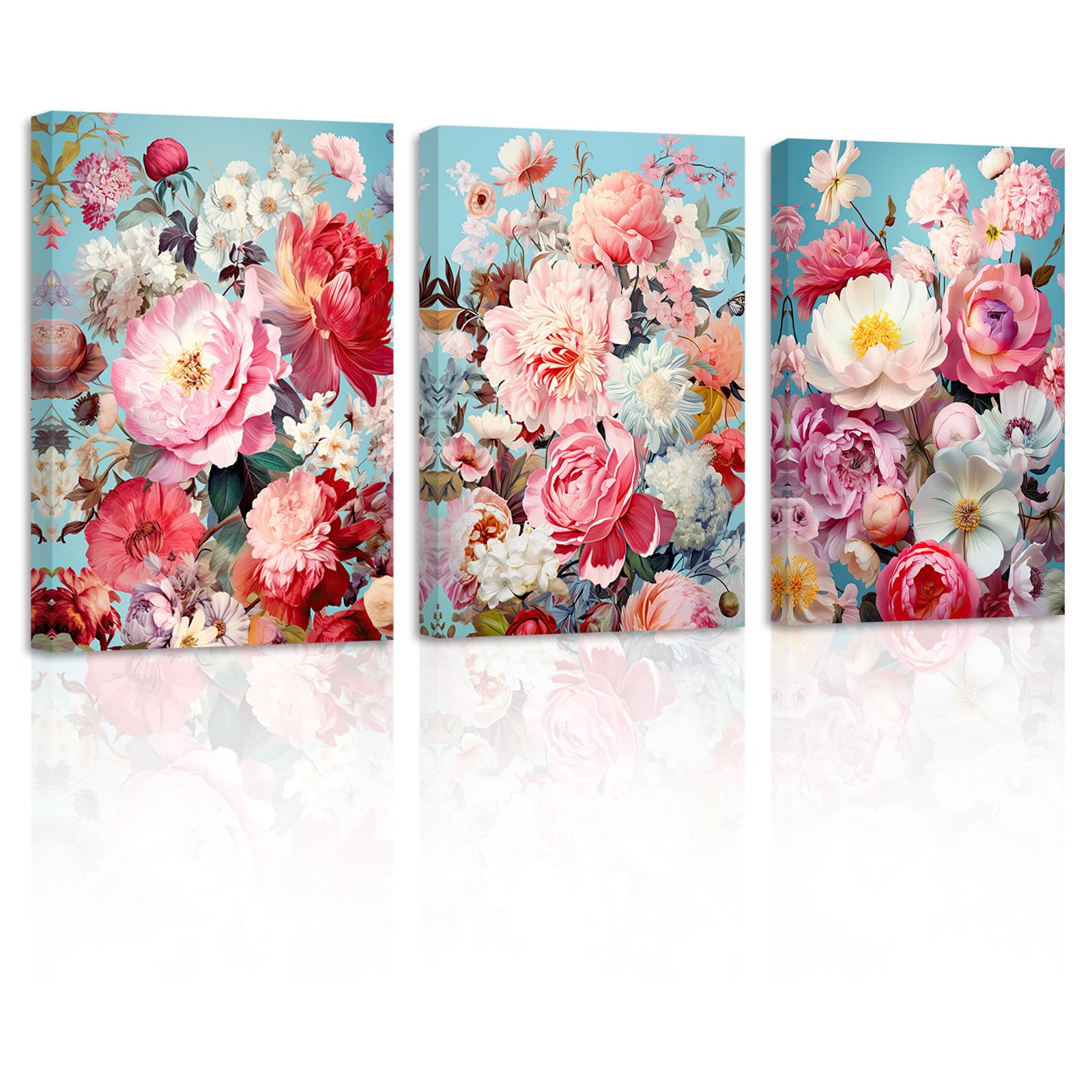 ZXHYWYM Abstract Flowers Wall Art 3 Pieces Blooming Colorful Floral Canvas Picture Prints Nature Painting Artwork Home Decor Framed(3, (24.00" x 36.00" x 3PCS)) — image 1