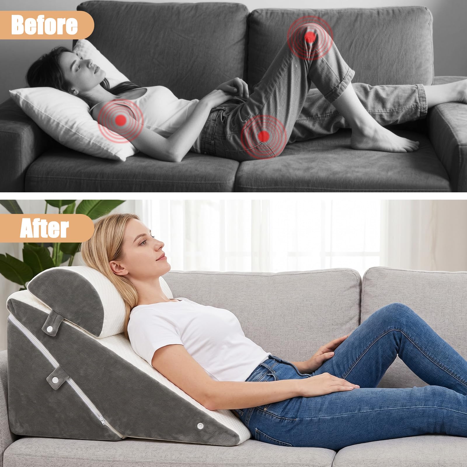 Verstellbares Keilkissen Bett, Lesekissen, Schaum Reflux Kissen, Rückenkissen, Schlafapnoe, Schlaferhöhung