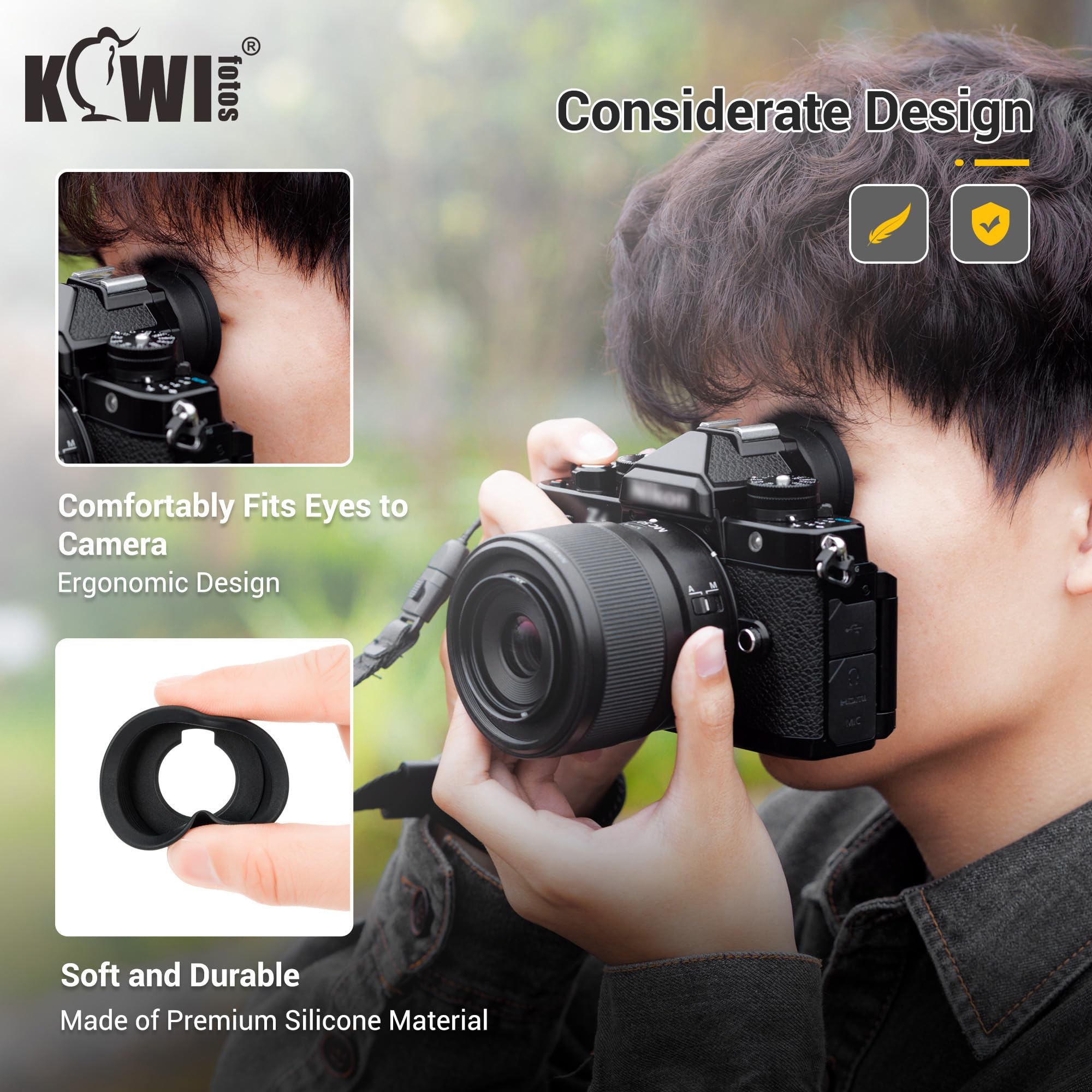 KIWIFOTOS DK33 Oeilleton Oculaire pour Nikon Z9 Z8 Appareil Photo, Protecteur de Viseur en Silicone Souple Remplace Nikon DK-33 Oculaire en Caoutchouc
