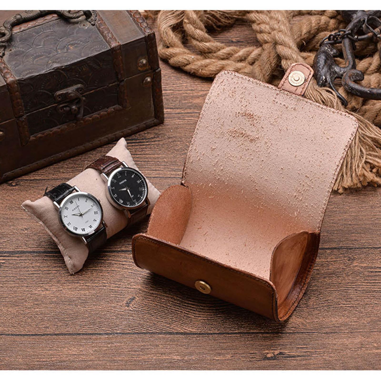 XJBTBA Rotolo per Orologi, custodie da Viaggio con Velluto di Lusso, Scatola Interna per Orologi, Multifunzionale, 2/3 Griglie, Pelle di Vacchetta Come descritto