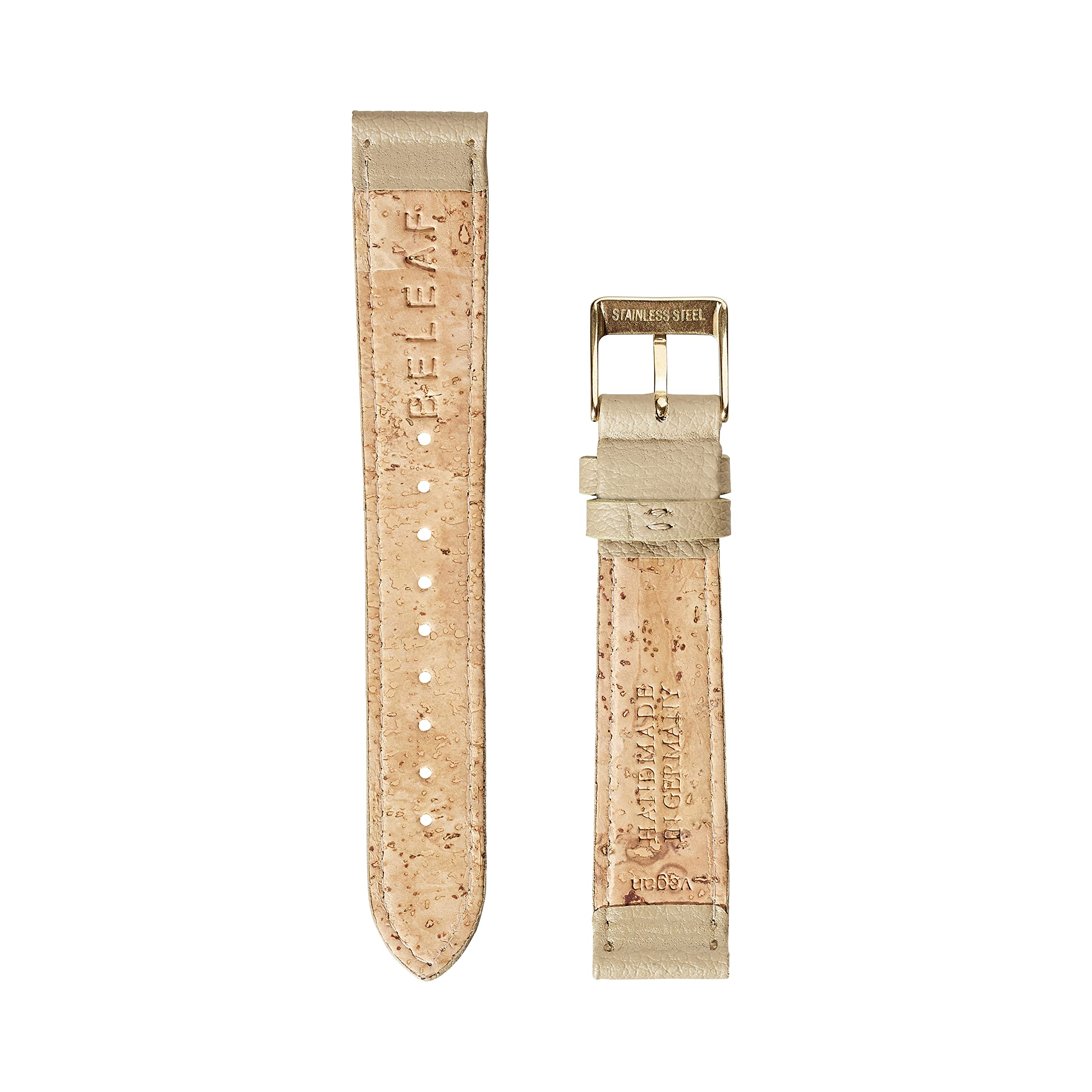 Correa de reloj vegana dorada para hombre, correa de piel de cactus, hebilla de hebilla, sostenible, alternativa de cuero