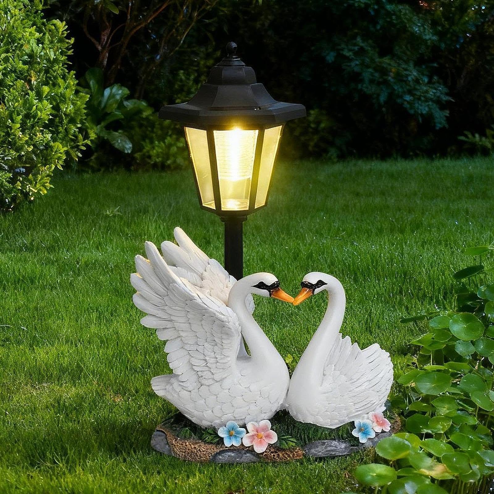 Estatua de Cisne para jardín con luz Solar para Exteriores, decoración Elegante, Regalo, lámpara de Paisaje, Adorno para Patio Exterior