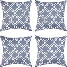 Eternal Beauty Outdoor Cushion Covers Polyester 4PCS 18"x18", Waterproof Square Throw Pillow Case for Garden Furniture Sofa with Invisible Zipper, Grey 45cmx45cm