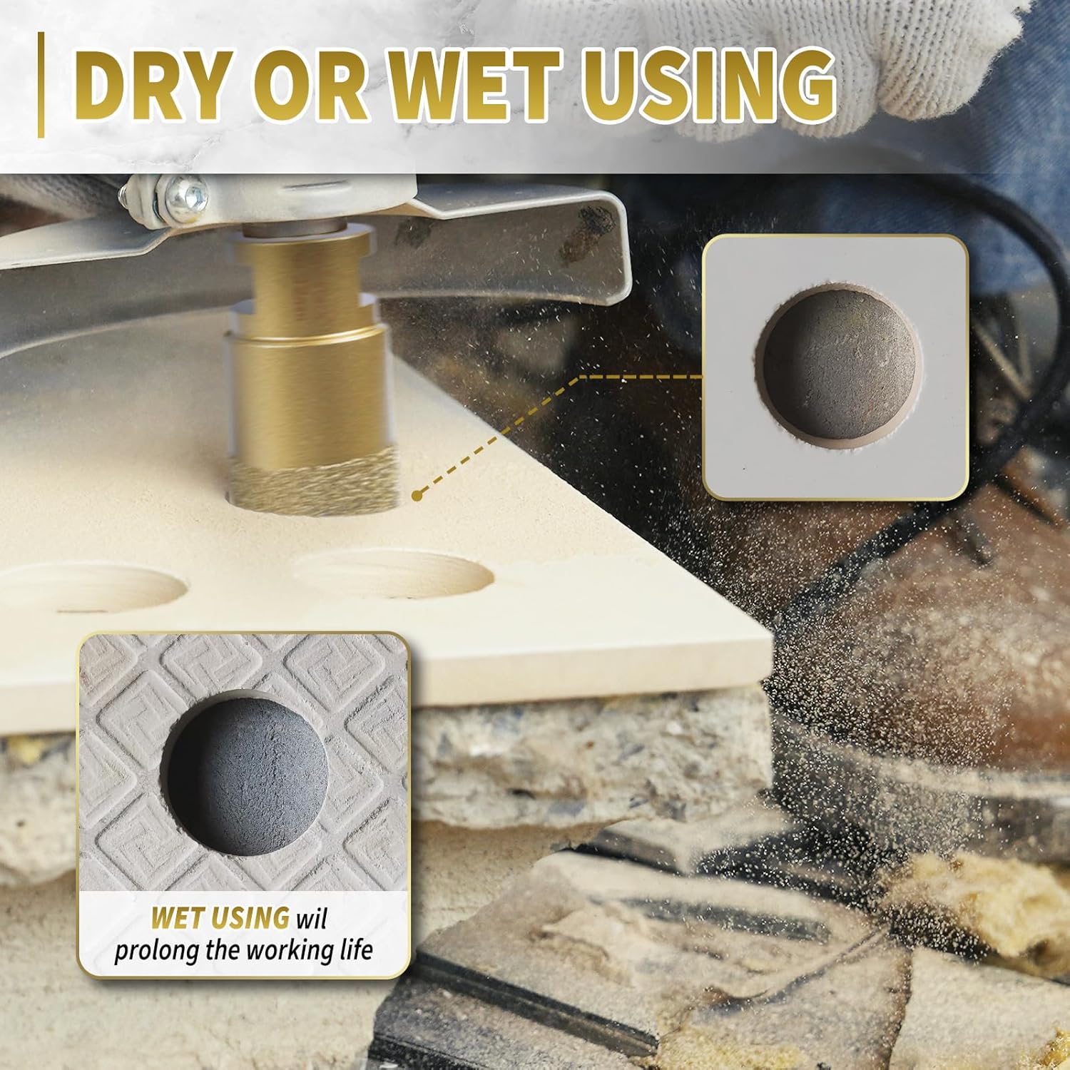 ダイヤモンドコアドリルビット 1インチ(25mm) タイルホールソー 真空ろう付けダイヤモンドホールソー タイル用 磁器 セラミック