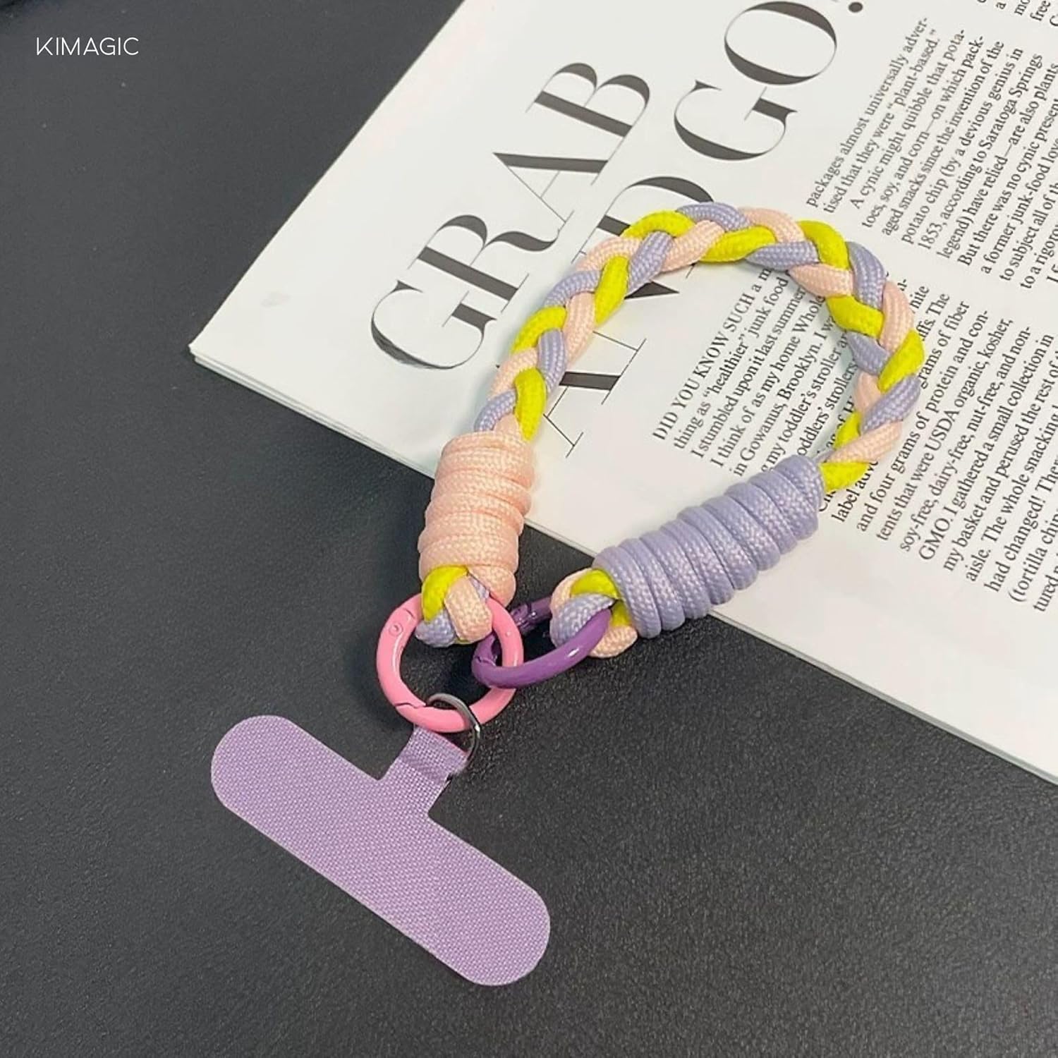 KIMAGIC Dopamine Minimalist Wrist Strap Phone Lanyard, Anti-Drop, Includes 2 Types of Phone Tabs (Clear & Matching Nylon) (05 Ice Cream Gradient Pink-Blue-White) - Image 6